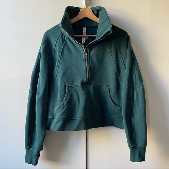 RARE COLOR Lululemon Scuba Oversized Funnel Neck M/L Storm Teal Gold - Picture 1 of 13
